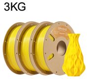 PETG Filament - filament pour imprimante 3D - 1,75 mm ±0,03 mm - bobine de 3 kg - adapté aux imprimantes 3D FDM - parfaitement enroulé - biodégradable - jaune