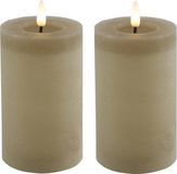 Countryfield Lyon LED kaarsen/stompkaarsen - 2x - beige - D7,5 x H12,5 cm - timer