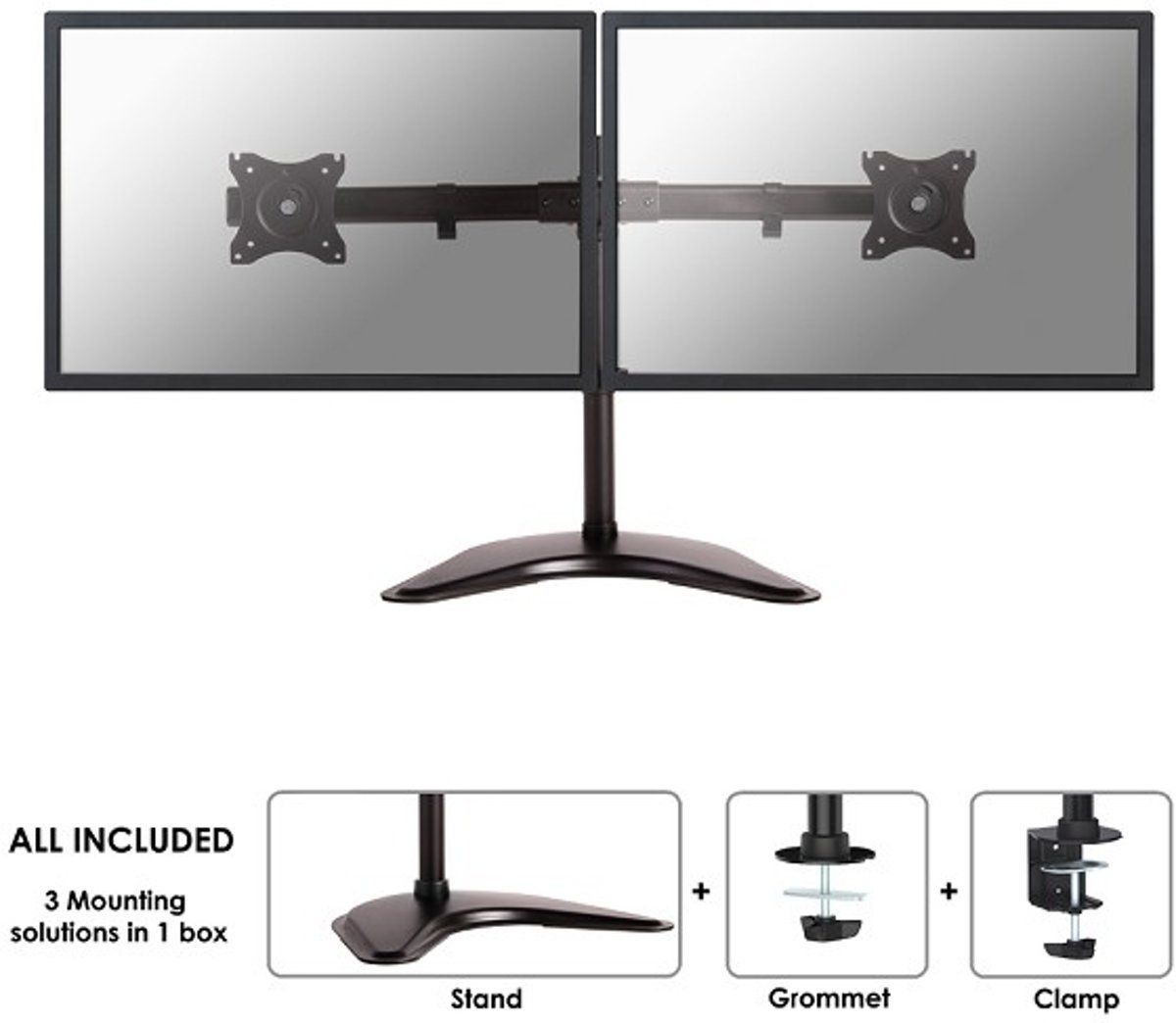 Newstar NM-D335DBLACK - Enkele monitorarm met voet - geschikt voor monitoren t/m 27 inch - Zwart