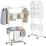 HOMCOM wasdroogrek - PP, staal - 73 x 64 x 172 cm - Wit