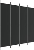 vidaXL - Kamerscherm - met - 4 - panelen - 200x200 - cm - stof - zwart