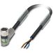 M8 Capteur Pur Avec LED 3 broches Femelle coudé résistant à la chaîne A-codage, Longueur 6,0 mètres Noir-gris Ral 7021, Diamètre extérieur du câble 3,6mm - 1 pièce