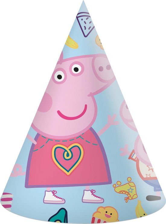 Procos Feesthoedjes Peppa Pig Karton Lichtblauw 6 Stuks