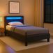 IDIMEX Gestoffeerd bed MANDALAY 90x200 cm incl. led-verlichting, kunstleer - zwart