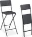 Merkloos / Sans marque Relaxdays Inklapbare Barkruk - Set van 2 - Rotanlook - Rugleuning - Grijs