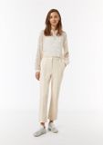 Comma Pantalon évasé en similicuir Crème Taille 36