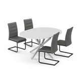 Vicco Table à manger Loyd Blanc/Gris 120 x 120 cm avec 4 chaises de salle à manger, gris