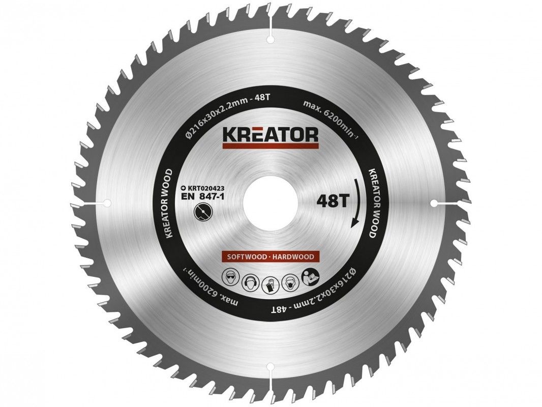 Kreator KRT020423 Zaagblad Hout 216mm 48T