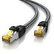 Primewire LAN-kabel CAT 7, netwerkkabel 10 Gbit/s, patchkabel S/FTP, dubbel afgeschermd, RJ45-connectoren met knikbescherming, koperen geleiders, katoenen mantel, tot 600 MHz, 10 meter, zwart