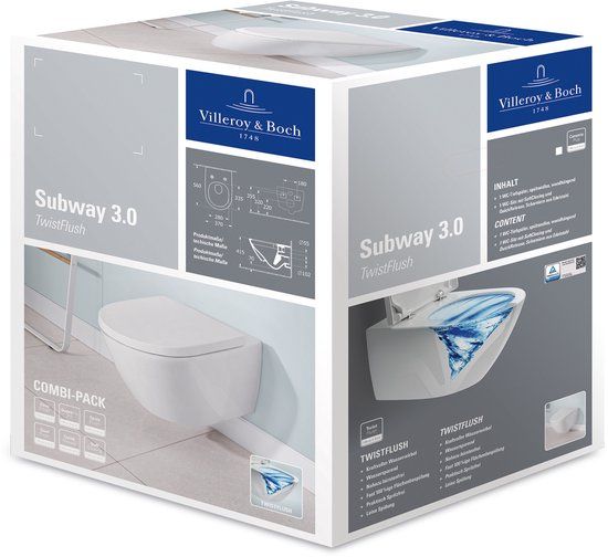 Villeroy & Boch Subway 3.0 Wandcloset - 4670Tsr1 - Wit Alpin - 56cm - Zonder Spoelrand