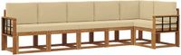 vidaXL Hoek loungeset 6-delig Acaciahout Natuurlijk en Beige
