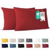 Dreamzie Taie d'oreiller, Coton, 40 x 70 cm, Rouge, 2 pièces, Oeko-Tex