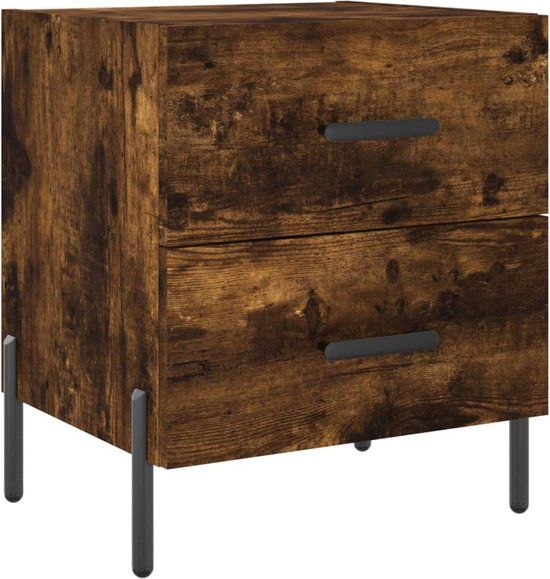 vidaXL Nachtkastje 40x35x47,5 cm bewerkt hout gerookt eikenkleurig
