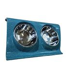 Dehner Dubbele hondenbak, ca. 38 x 25 x 7 cm, melamine/roestvrij staal, blauw
