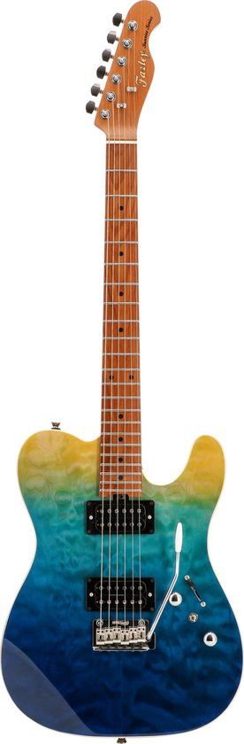 Fazley Sunrise Series Tide Blue Ocean Fade elektrische gitaar met deluxe gigbag