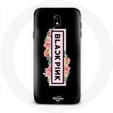 Maniacase Etui voor Samsung Galaxy J5 2017 Blackpink K-pop Groep Logo Zwart Roze Zwarte Achtergrond