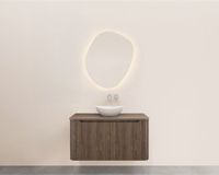Wiesbaden Sulora Onderkast - Afgeronde Hoeken - Geribbeld met 1 Lade en 1 Uitsparing - 100x48cm - Bruin Eiken
