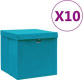 vidaXL Opbergboxen met deksel 10 st 28x28x28 cm babyblauw