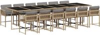 vidaXL 13-delige Tuinset met kussens, polyrattan, gemengd beige