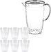 Secret de Gourmet carafe à jus/carafe avec couvercle - 2 litres - avec 12 verres à boire 250 ml - plastique - transparent