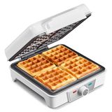 Belgisch wafelijzer, 1200 W, voor 4 wafels, wafelijzer met overloopbeveiliging en bruiningsgraadregelaar, antiaanbaklaag, controlelampjes