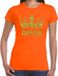 Shoppartners Bv Oranje Koningsdag Queen t-shirt - met gouden glitter kroon - dames - Oranje kleding XXL