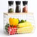 Merkloos Relaxdays Fruitmand wandrek - 22x30x20 cm - met plank - wit-natuur