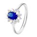 Lucardi Dames Zilveren ring met blauwe zirkonia - Ring - 925 Zilver - Zilverkleurig - 19 / 60 mm