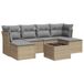 VidaXL 6-delige Loungeset met kussens, poly rattan, beige