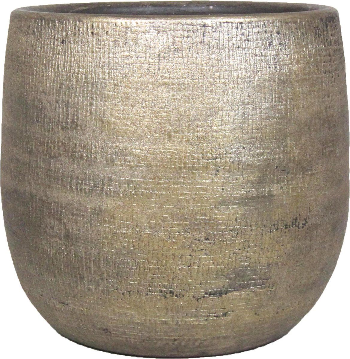 Floran Set van 2x luxe plantenpotten goud Mira 16 cm - Keramiek