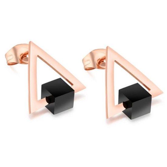 Cilla Jewels Oorknoppen Edelstaal Triangle Rose