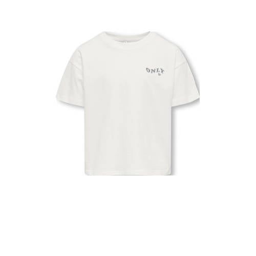 ONLY KIDS ONLY GIRL T-shirt wit Meisjes Katoen Ronde hals Effen - maat 134/140