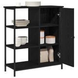 vidaXL Dressoir - Zwart - Eiken - 70 x 30 x 80 cm