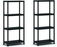 Keter Stellingkast Plus 60/4 - set van 2 - Opbergrek met 4 planken - 60x30x135cm - Zwart