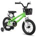 Moto enfant 12 pouces vert avec roues stabilisatrices et panier