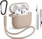 BeiJingLiangPinJiaZuoKeJiWenHuaFaZhanYouXianGongSi Housse de protection antichoc pour AirPods 4 (2024) avec stylo de nettoyage, mousqueton et cordon - Kit d'accessoires 4-en-1 pour rayures et chocs