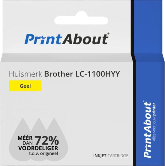 PrintAbout Huismerk Brother LC-1100HYY - Geel - Hoge capaciteit - XL cartridge
