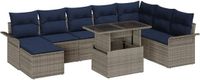 vidaXL Tuinbank Set 9 st Grijs Poly Rattan