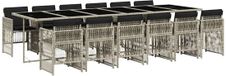 vidaXL 13-delige Tuinset met Kussens Poly Rattan Lichtgrijs