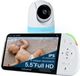 Babysense babyfoon Full HD avec affichage écran partagé, 1 caméra, veilleuse en 6 couleurs, fonction son et lumière, autonomie de 20 heures et connexion sécurisée