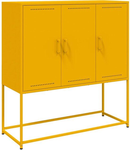 vidaXL Hoge kast 100,5x39x107 cm staal mosterdgeel