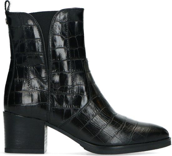 No Stress Dames Enkellaarsjes Zwart Crocoprint Maat 41