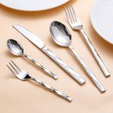 Merkloos Bestekset, luxe bestekset van 20 stuks, voor 4 personen, roestvrij staal 18/10, diamantgeslepen patroon, zilver, vaatwasserbestendig
