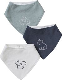 Vertbaudet Set met 3 bandanaslabbetjes van badstof grijsblauw