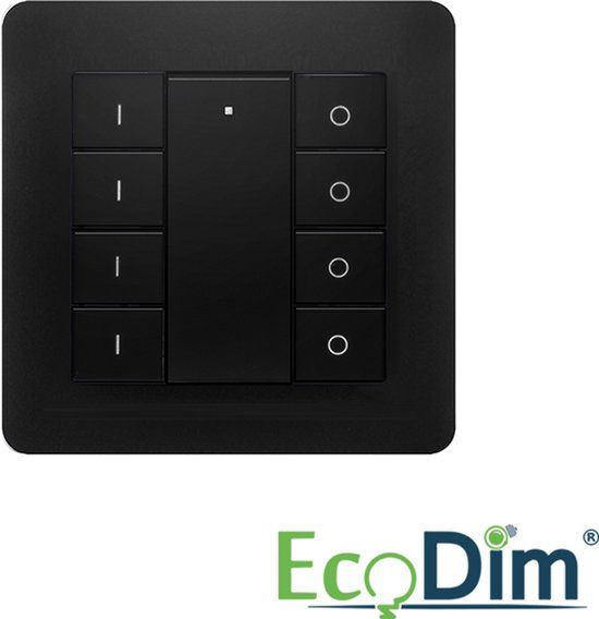 EcoDim Draadloze Zigbee schakelaar - 4 groepen - Zwart
