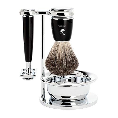 Mühle Rytmo Scheerset - Zwart edelhars - Scheerkwast, scheermes & standaard