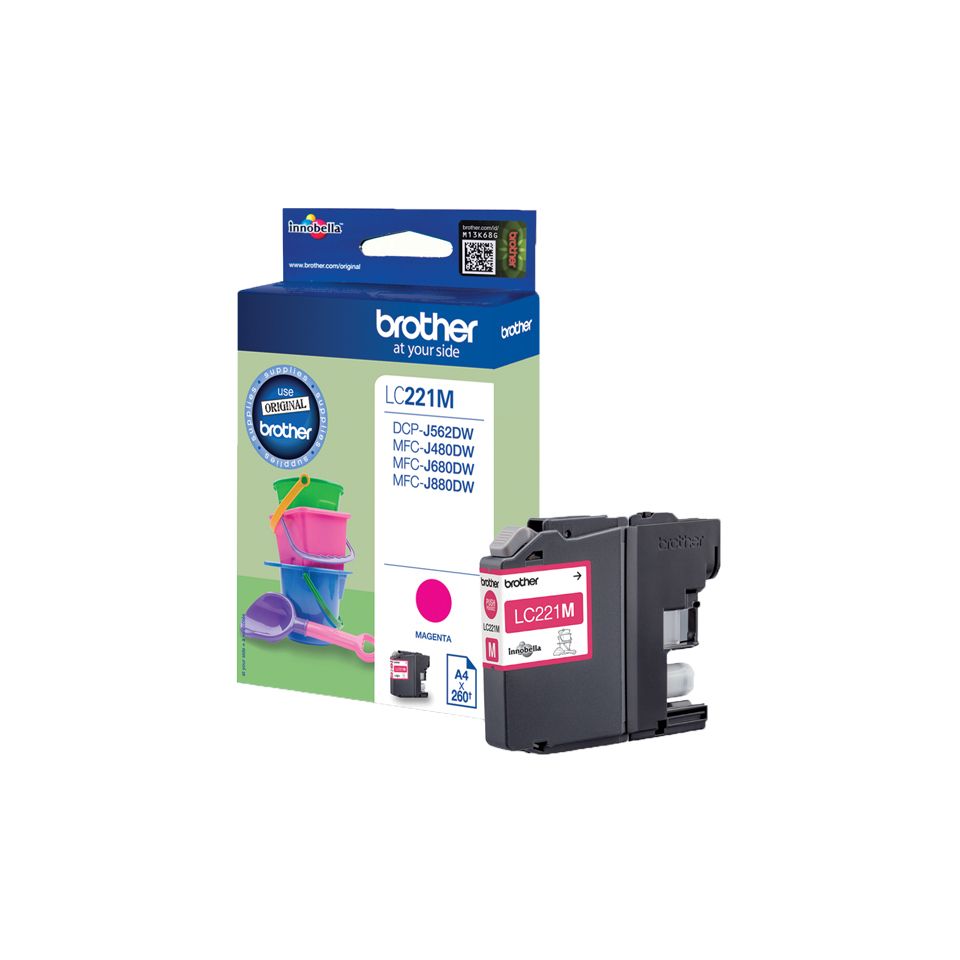 Brother LC-221M Magenta Ink Cartridge - Original - 260 Pages