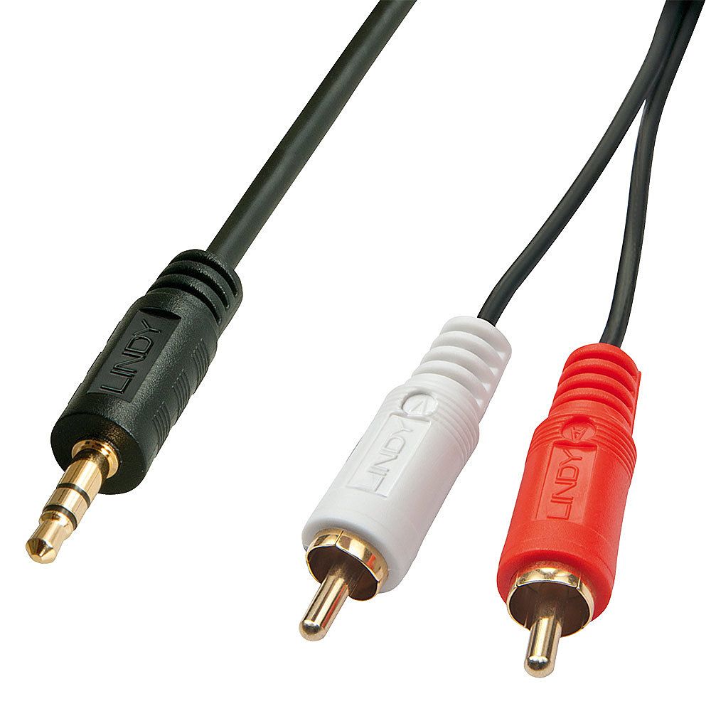 LINDY 35681 Audio kabels 2 m Zwart, Wit, Rood