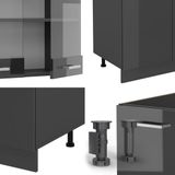 Vicco R-Line Complete keukeneenheid – 300 cm met hoge kast, WB Antraciet Antraciet hoogglans/antraciet