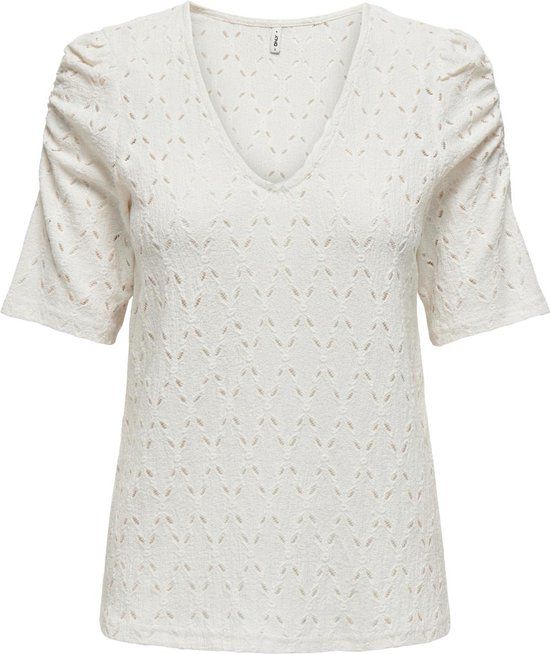 ONLY ONLROSA S/S V-NECK PUFF TOP JRS Women's Top - Size S - Cloud Dancer